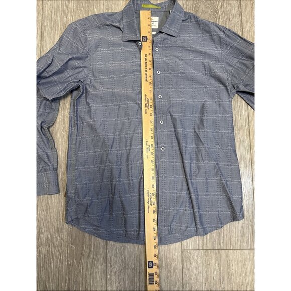 Tommy Bahama Shirt L 100% Linen Blue Button Front Long Sleeve Check Plaid - Picture 7 of 9